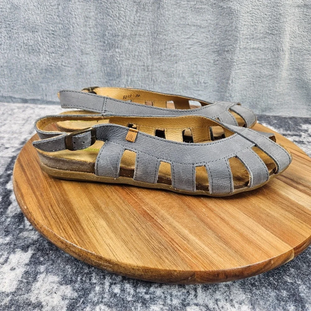 El Naturalista Sandals Womens 39 US 8.5 Gray Slingback Comfort Buckle Slip On